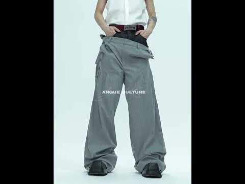 Deconstructed Striped Suit Separates | Grey Streetwear video