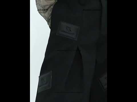 Black Wide-Leg Tailored Trousers with Embossed Detail video