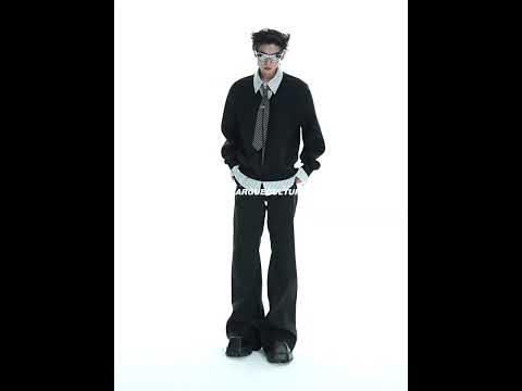 Black High-Waist Draped Metal-Detail Tailored Pants | ArguE CulturE