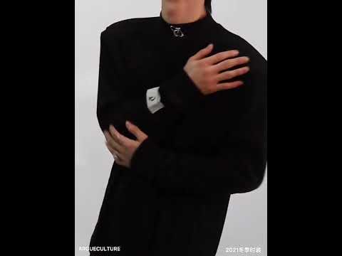 Black Mock-Neck Logo Long-Sleeve T-Shirt | Cotton Blend | ArguE CulturE