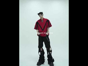 360-degree video showcasing all angles of the oversized color-block sleeveless tee with urban streetwear details