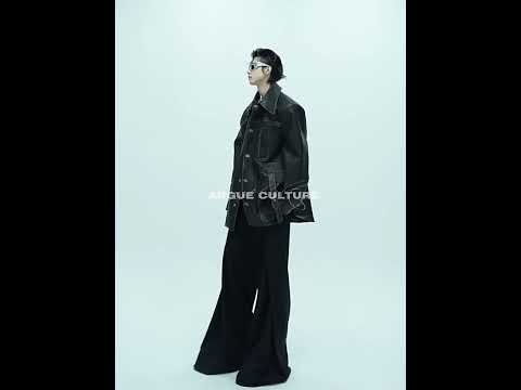 360-degree video showcasing distressed red leather jacket features, stitching, and oversized fit