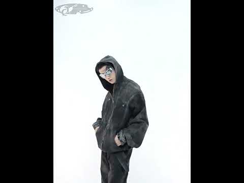 360-degree video showing all angles of distressed denim set with metal accents and ripped features