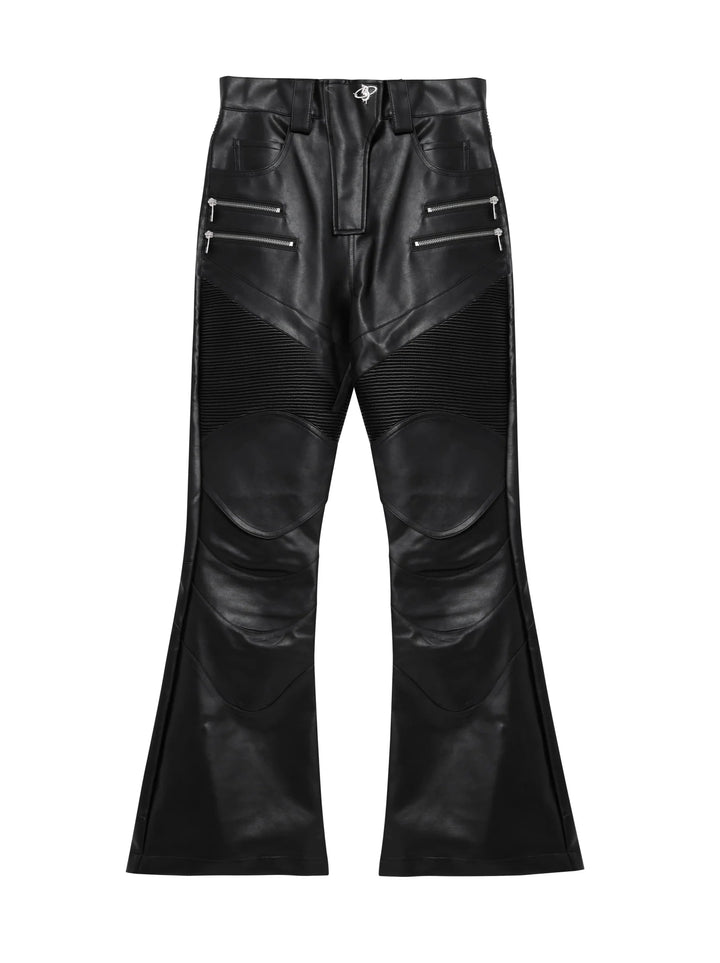 Punk Faux Leather Pants Patchwork Metal | Flared Casual Trousers - ArguE CulturE