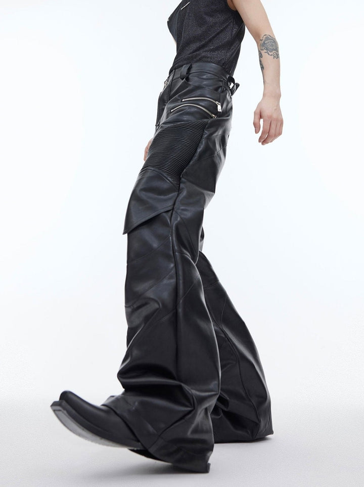 Punk Faux Leather Pants Patchwork Metal | Flared Casual Trousers - ArguE CulturE