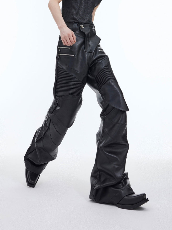 Punk Faux Leather Pants Patchwork Metal | Flared Casual Trousers - ArguE CulturE