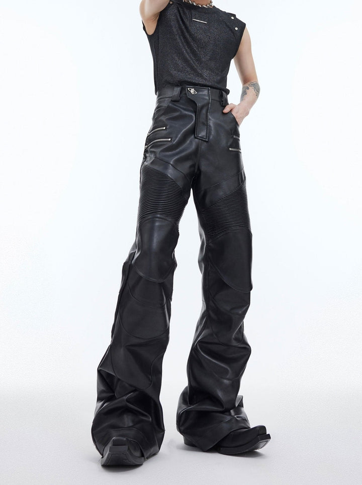 Punk Faux Leather Pants Patchwork Metal | Flared Casual Trousers - ArguE CulturE