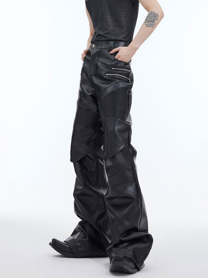 Punk Faux Leather Pants Patchwork Metal | Flared Casual Trousers - ArguE CulturE