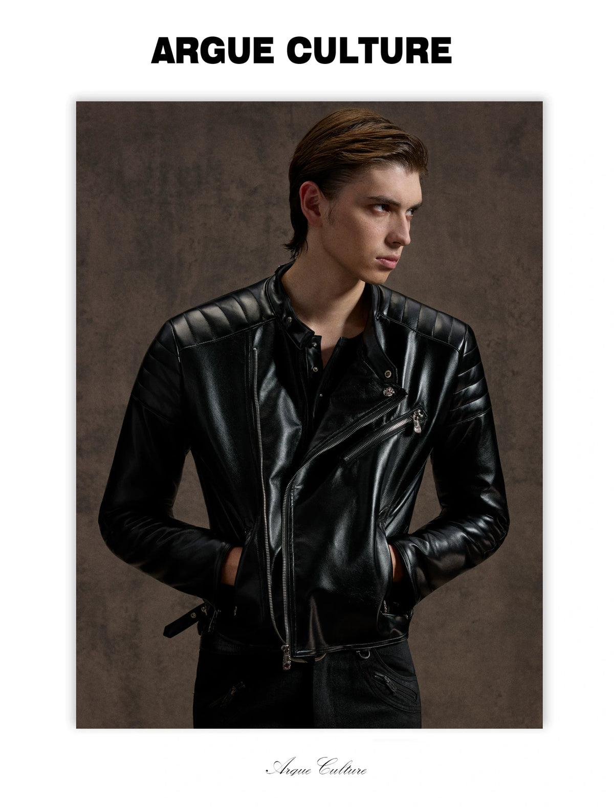 Quilted Faux Leather Biker Jacket with Diagonal Zip - detail image 5