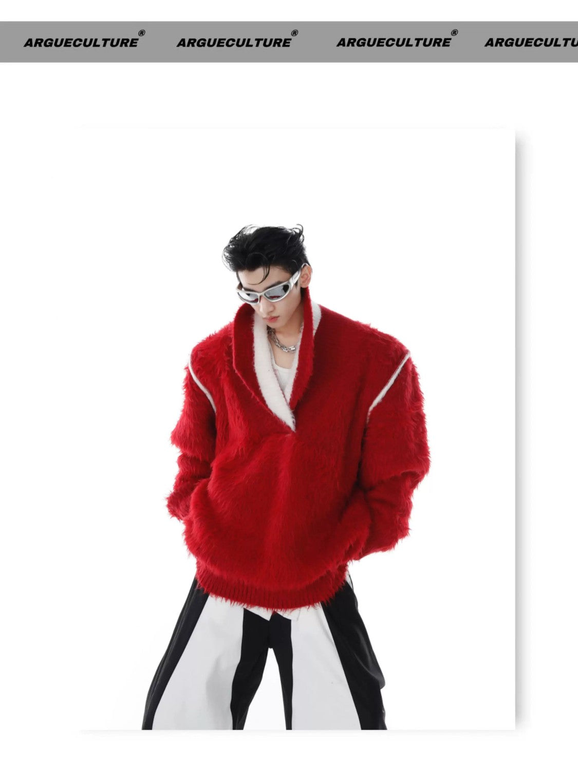 desc::red-faux-mink-heavyweight-square-neck-streetwear-sweater-detail-img-4