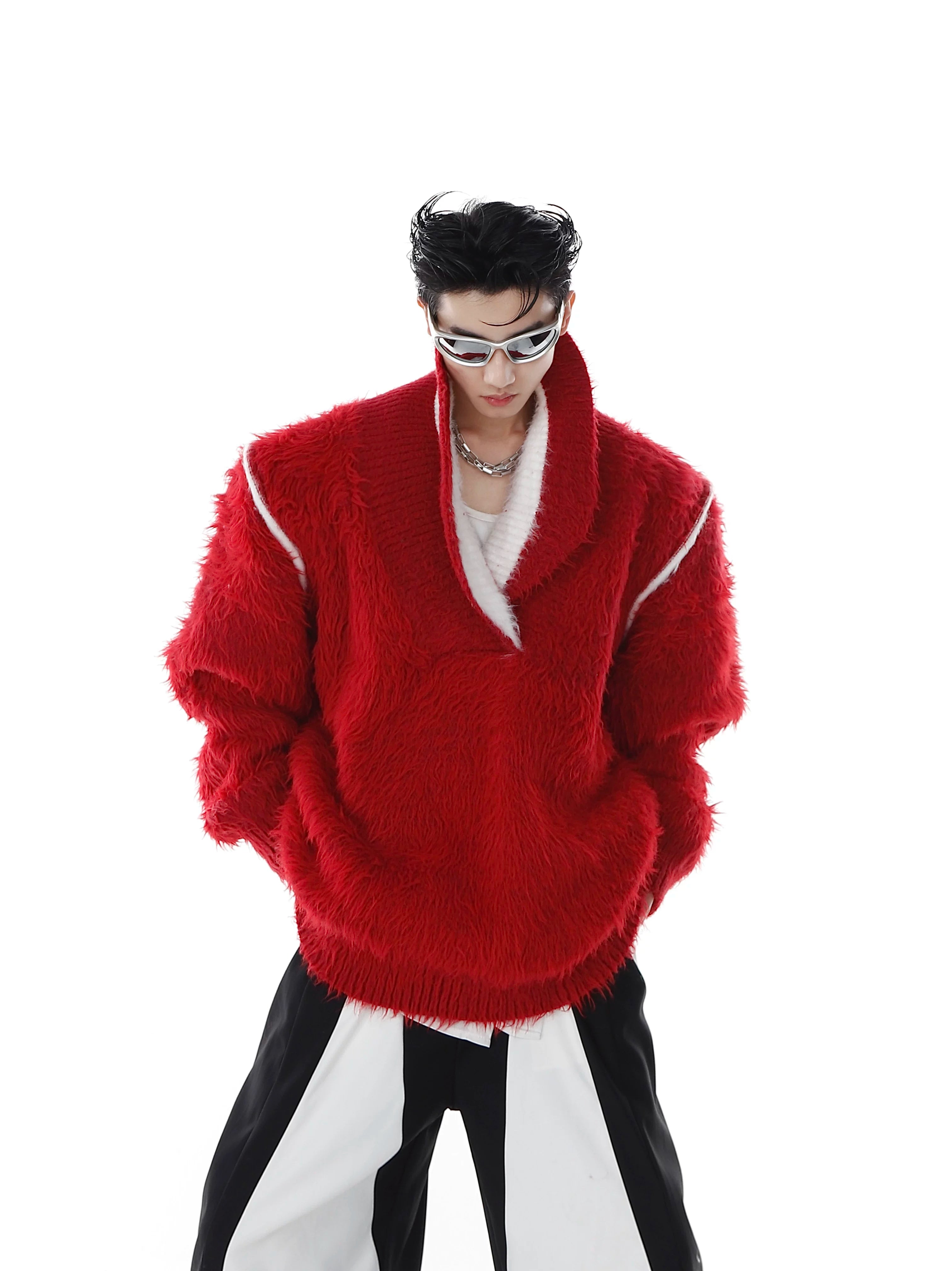 red-faux-mink-heavyweight-square-neck-streetwear-sweater-red
