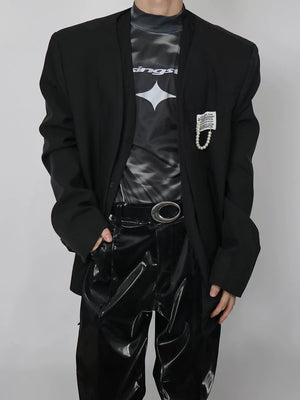 Streetwear model wearing reflective long sleeve shirt with cargo pants