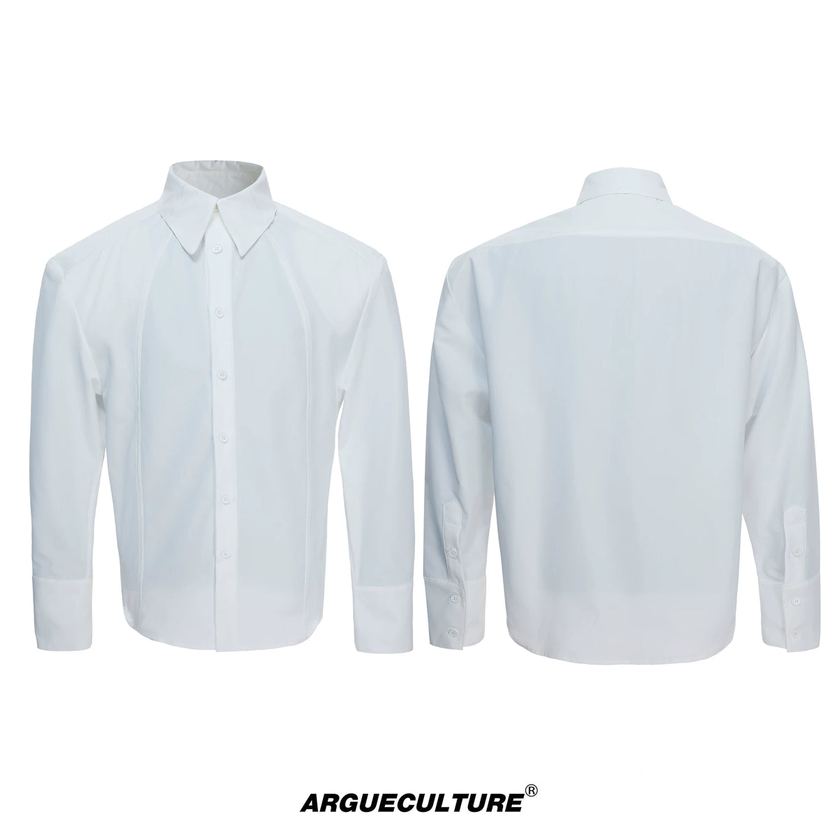 Relaxed Deconstructed Cotton-Spandex Shirt in Black - White