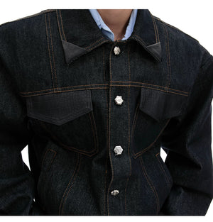 desc::retro-croc-patchwork-raw-denim-jacket-set-streetwear-detail-img-5