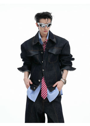 desc::retro-croc-patchwork-raw-denim-jacket-set-streetwear-detail-img-6