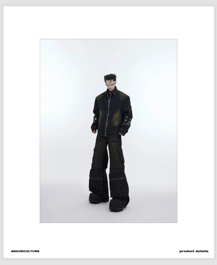 Retro Distressed Denim Suit with Wasteland Jacket and Cargo Pants - ArguE CulturE