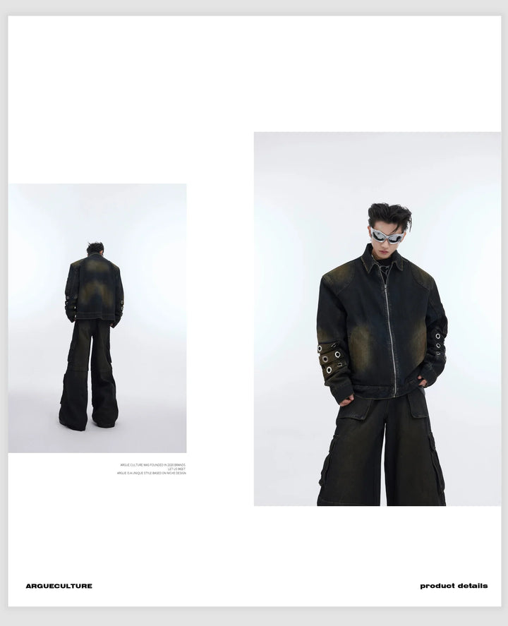 Retro Distressed Denim Suit with Wasteland Jacket and Cargo Pants - ArguE CulturE