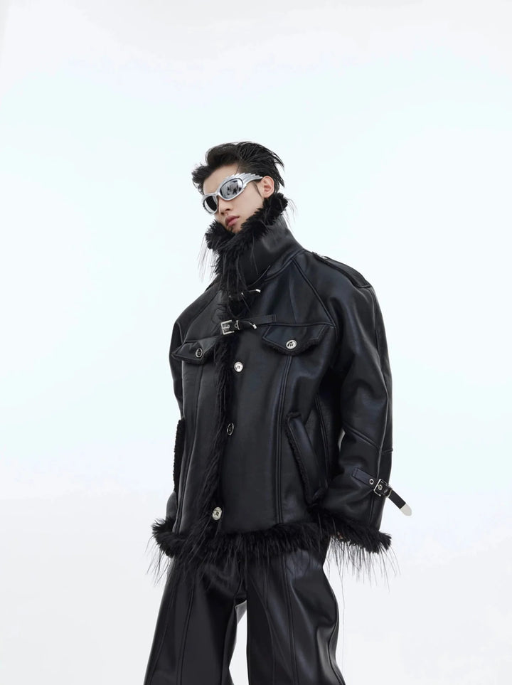 Retro Faux Leather and Fur Jacket with Tassel Detail | Punk - Inspired Short Coat - ArguE CulturE