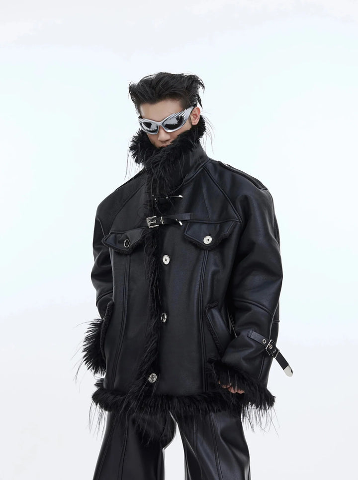 Retro Faux Leather and Fur Jacket with Tassel Detail | Punk - Inspired Short Coat - ArguE CulturE