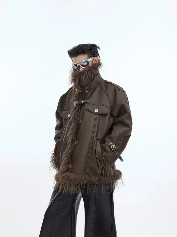 Retro Faux Leather and Fur Jacket with Tassel Detail | Punk - Inspired Short Coat - ArguE CulturE