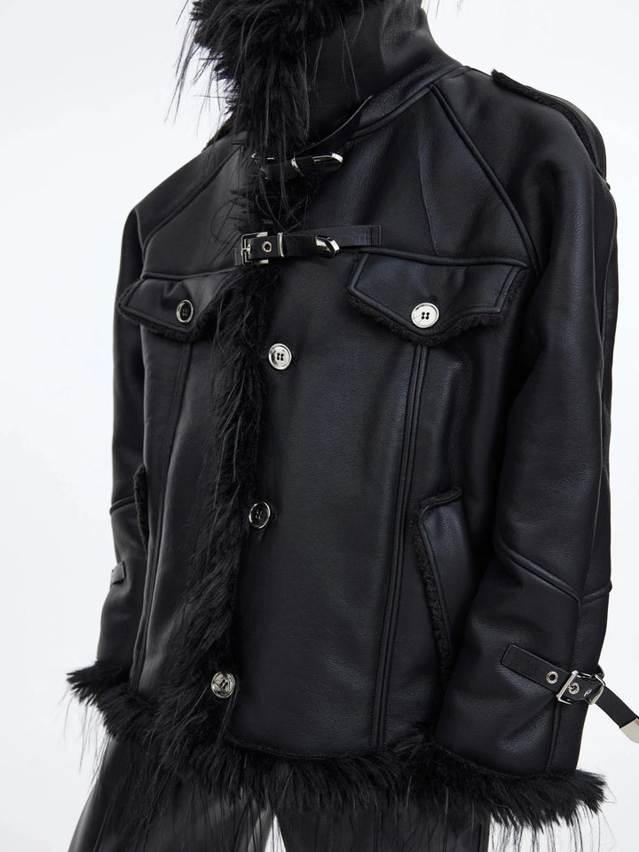 Retro Faux Leather and Fur Jacket with Tassel Detail | Punk - Inspired Short Coat - ArguE CulturE