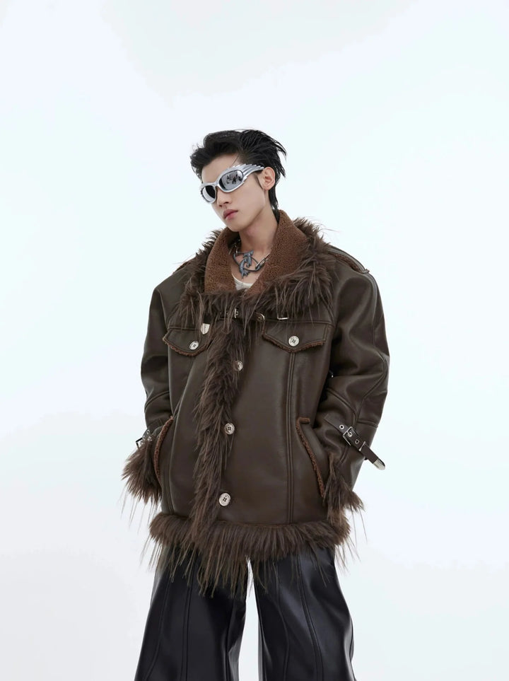 Retro Faux Leather and Fur Jacket with Tassel Detail | Punk - Inspired Short Coat - ArguE CulturE