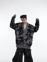 retro-jacquard-faux-mink-cardigan-oversized-v-neck-gray