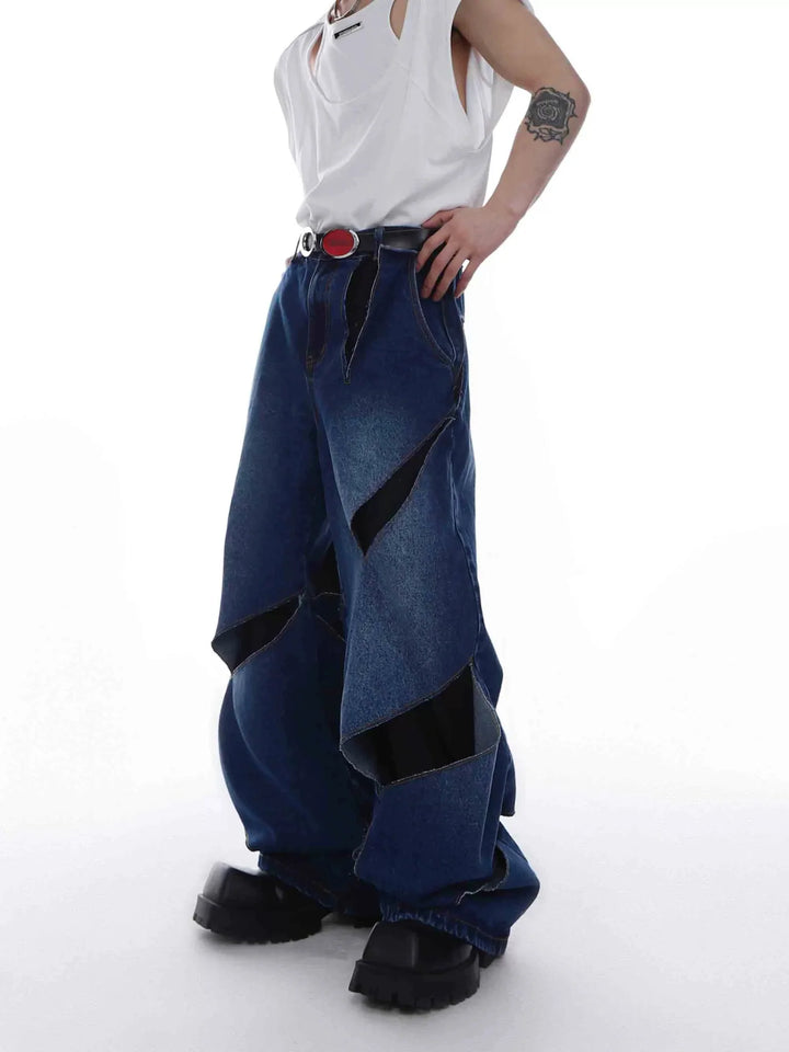 Retro Ripped Distressed Double - Layered Spilt Wide - Leg Denim Jeans - ArguE CulturE