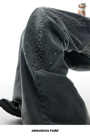 desc::retro-spine-metal-studded-washed-baggy-jeans-detail-img-14