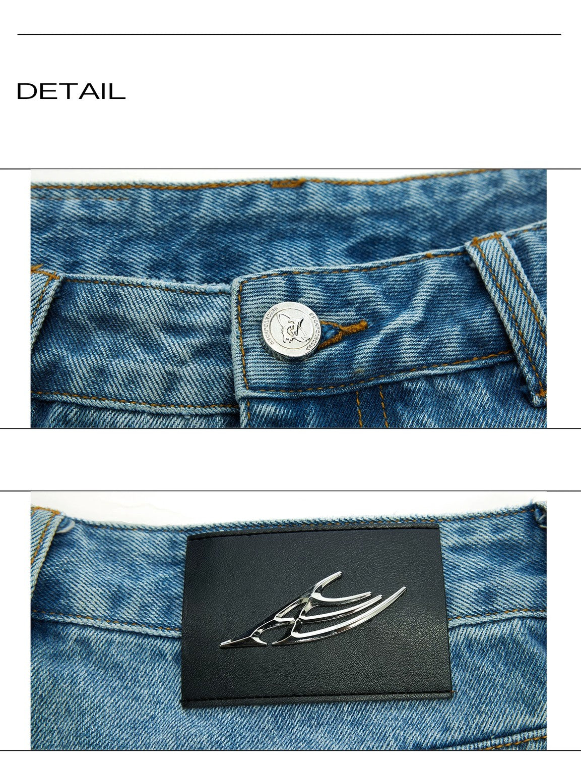 Retro Spine Metal Studded Washed Baggy Jeans - Streetwear – ArguE
