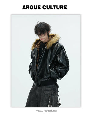 desc::reversible-croc-leather-leopard-faux-fur-bomber-jacket-detail-img-2