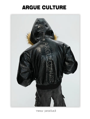 desc::reversible-croc-leather-leopard-faux-fur-bomber-jacket-detail-img-8