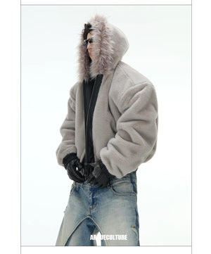 desc::reversible-fur-collar-pu-moto-jacket-thickened-parka-detail-img-13