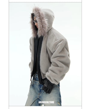 desc::reversible-fur-collar-pu-moto-jacket-thickened-parka-detail-img-14