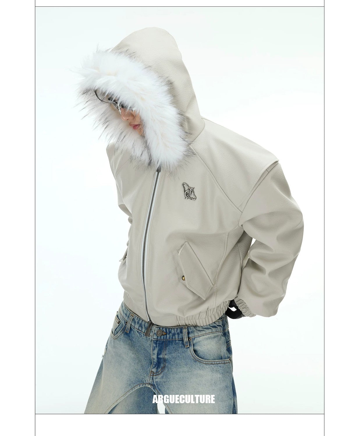 desc::reversible-fur-collar-pu-moto-jacket-thickened-parka-detail-img-18