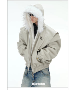desc::reversible-fur-collar-pu-moto-jacket-thickened-parka-detail-img-19