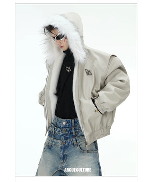 desc::reversible-fur-collar-pu-moto-jacket-thickened-parka-detail-img-25