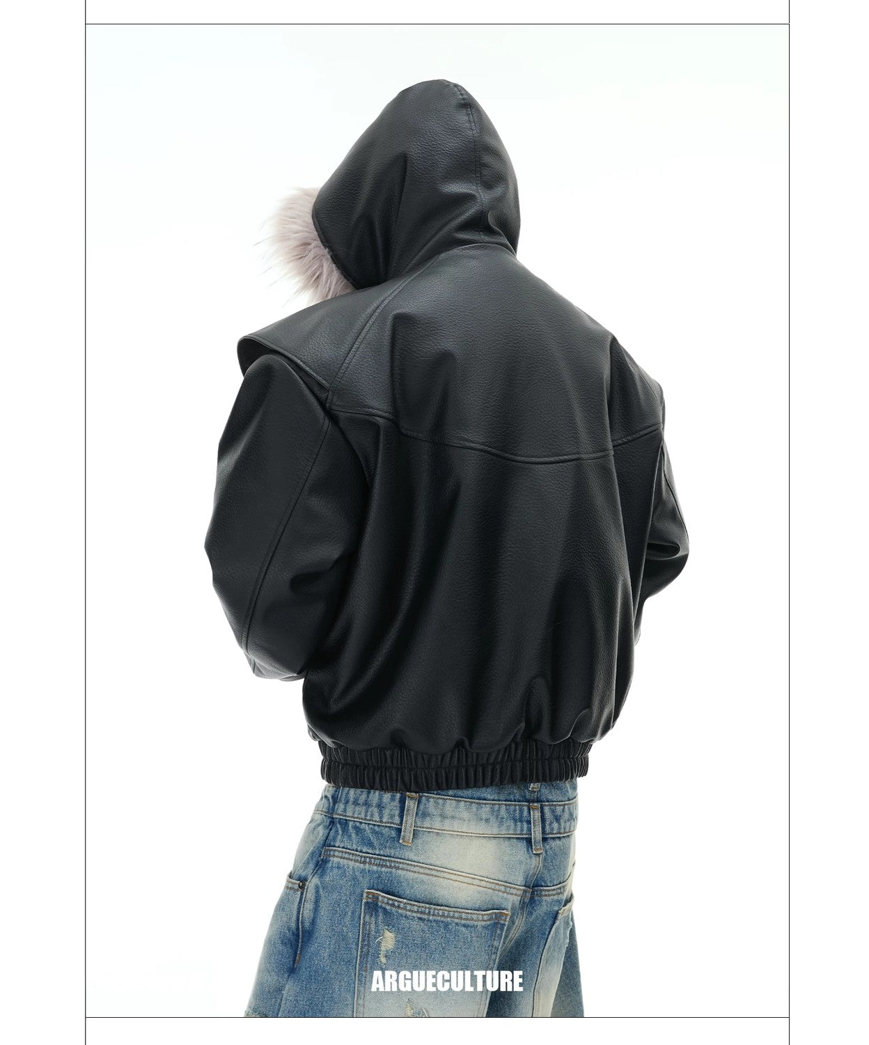 desc::reversible-fur-collar-pu-moto-jacket-thickened-parka-detail-img-8