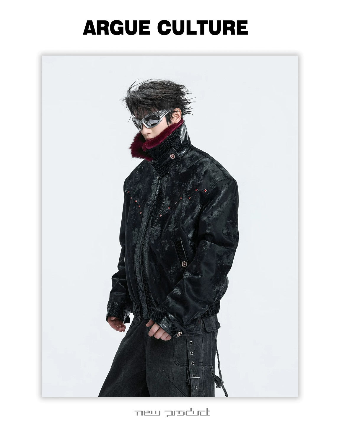 desc::reversible-gothic-faux-mink-fur-collar-jacket-detail-img-1