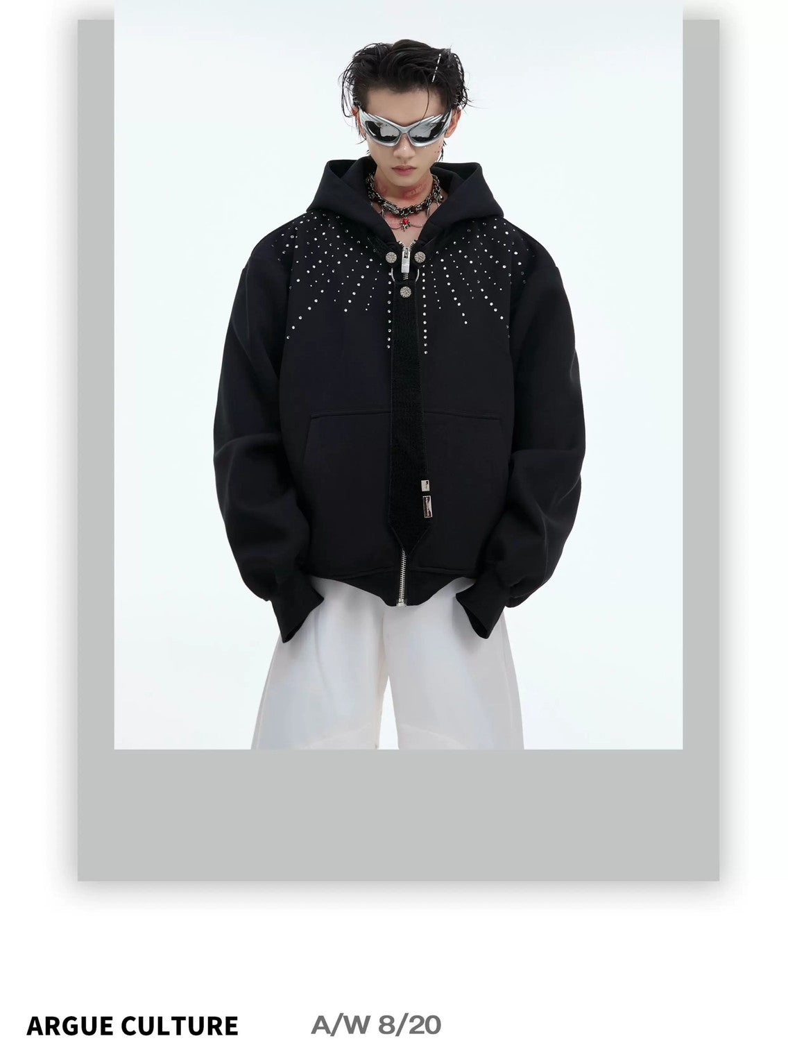 desc::rhinestone-detachable-tie-loose-streetwear-hoodie-detail-img-1