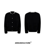 Rhinestone Distressed Knit Cardigan in Four Colors - Black Jacket
