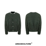 Rhinestone Distressed Knit Cardigan in Four Colors - Green Jacket