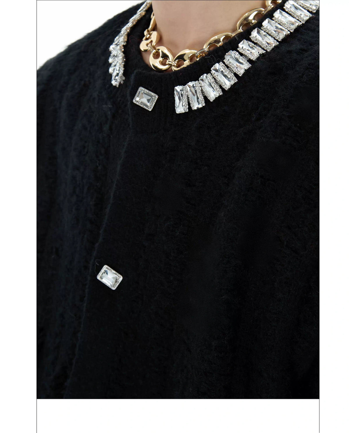 Rhinestone Distressed Knit Cardigan in Four Colors - detail image 15