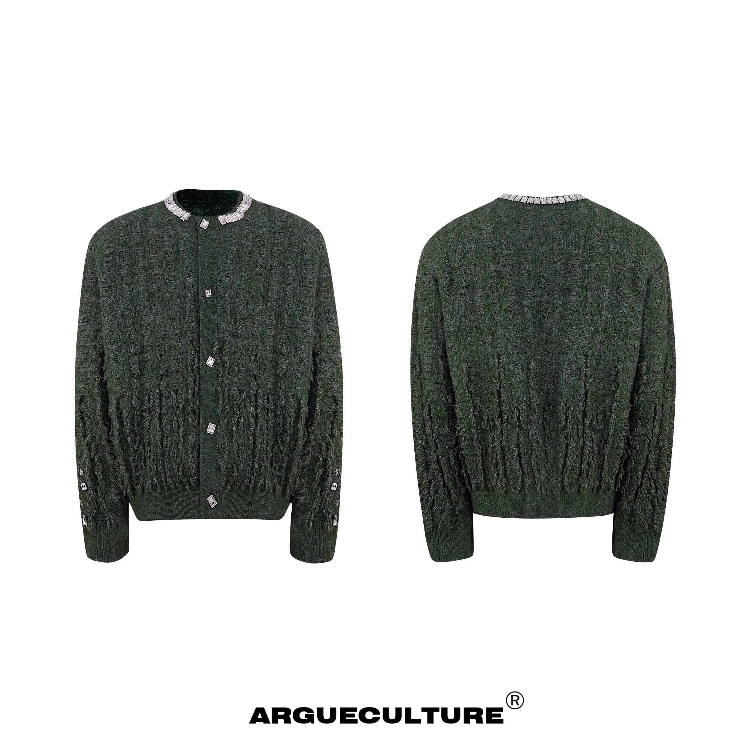 rhinestone-embellished-oversized-knit-cardigan-with-fringe-green