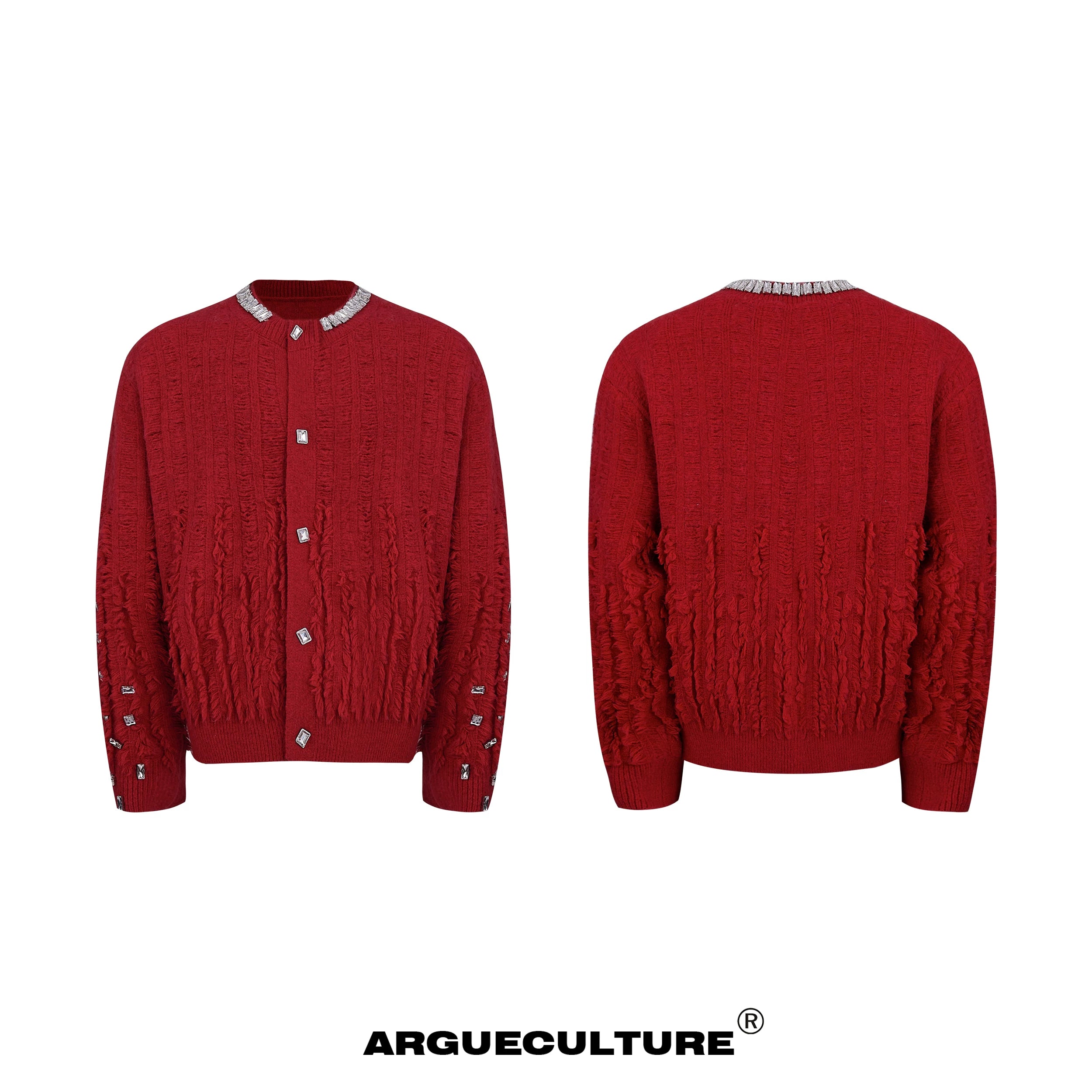 rhinestone-embellished-oversized-knit-cardigan-with-fringe-red