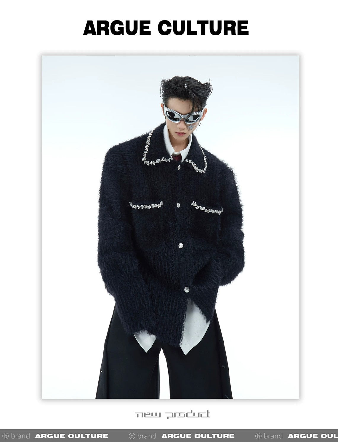 desc::rhinestone-faux-mink-spliced-lazy-cardigan-for-men-detail-img-13