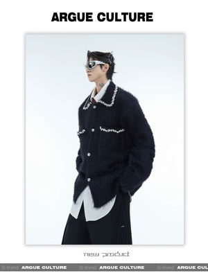 desc::rhinestone-faux-mink-spliced-lazy-cardigan-for-men-detail-img-4