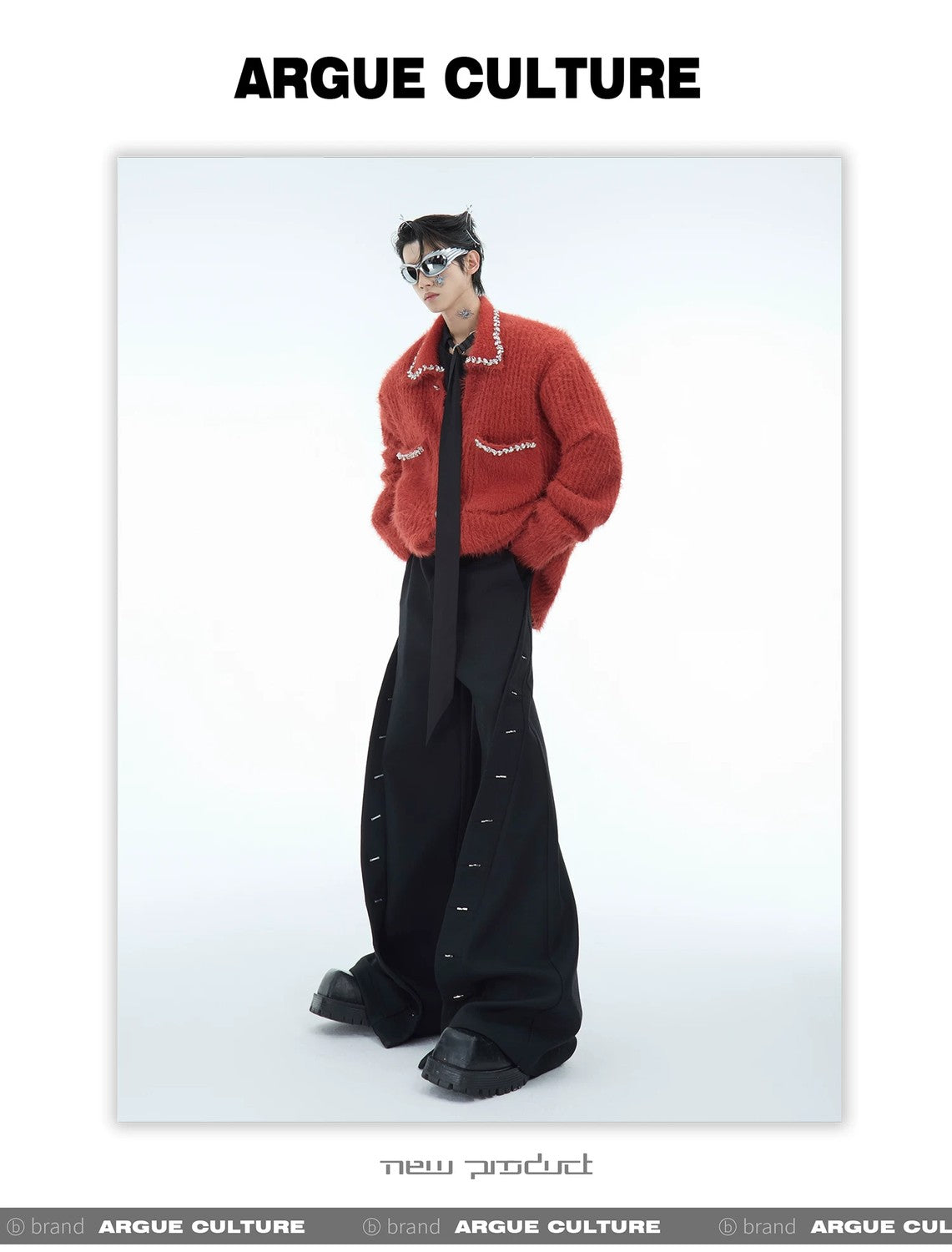 desc::rhinestone-faux-mink-spliced-lazy-cardigan-for-men-detail-img-7