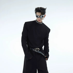 Close-up of sparkling rhinestones on the crewneck base layer