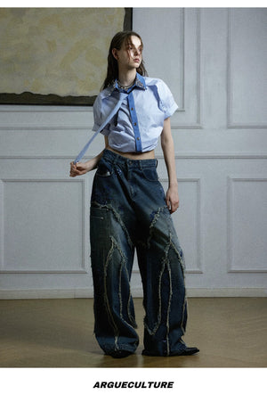 desc::rhinestone-striped-patchwork-shirt-with-detachable-tie-detail-img-14